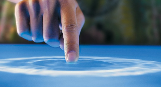 touchscreen blue ripples
