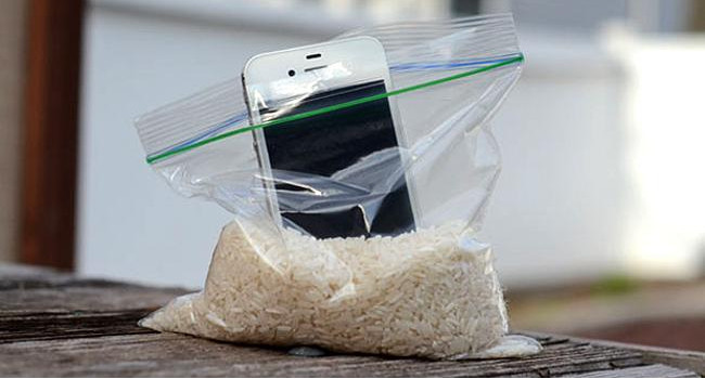 Phone in rice
