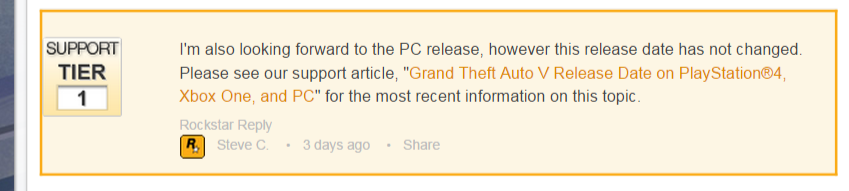 Is GTA 5 For PC being delayed  – Rockstar Support (1)