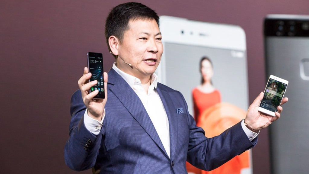 Huawei CEO Richard Yu and the P9 phones.