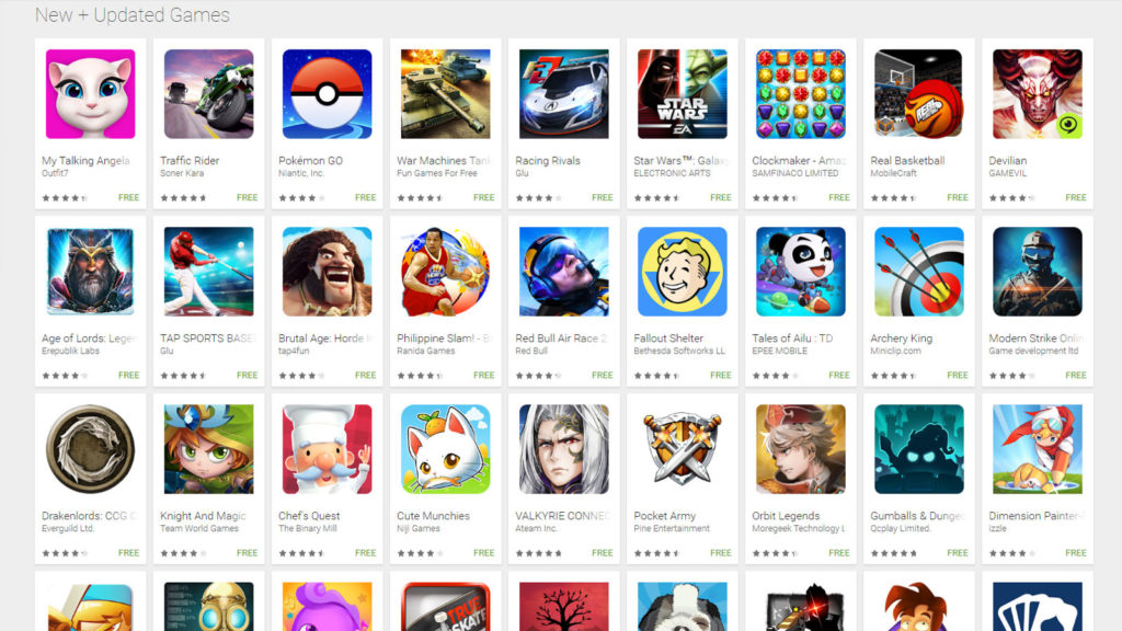 mobile games, Google Play Store