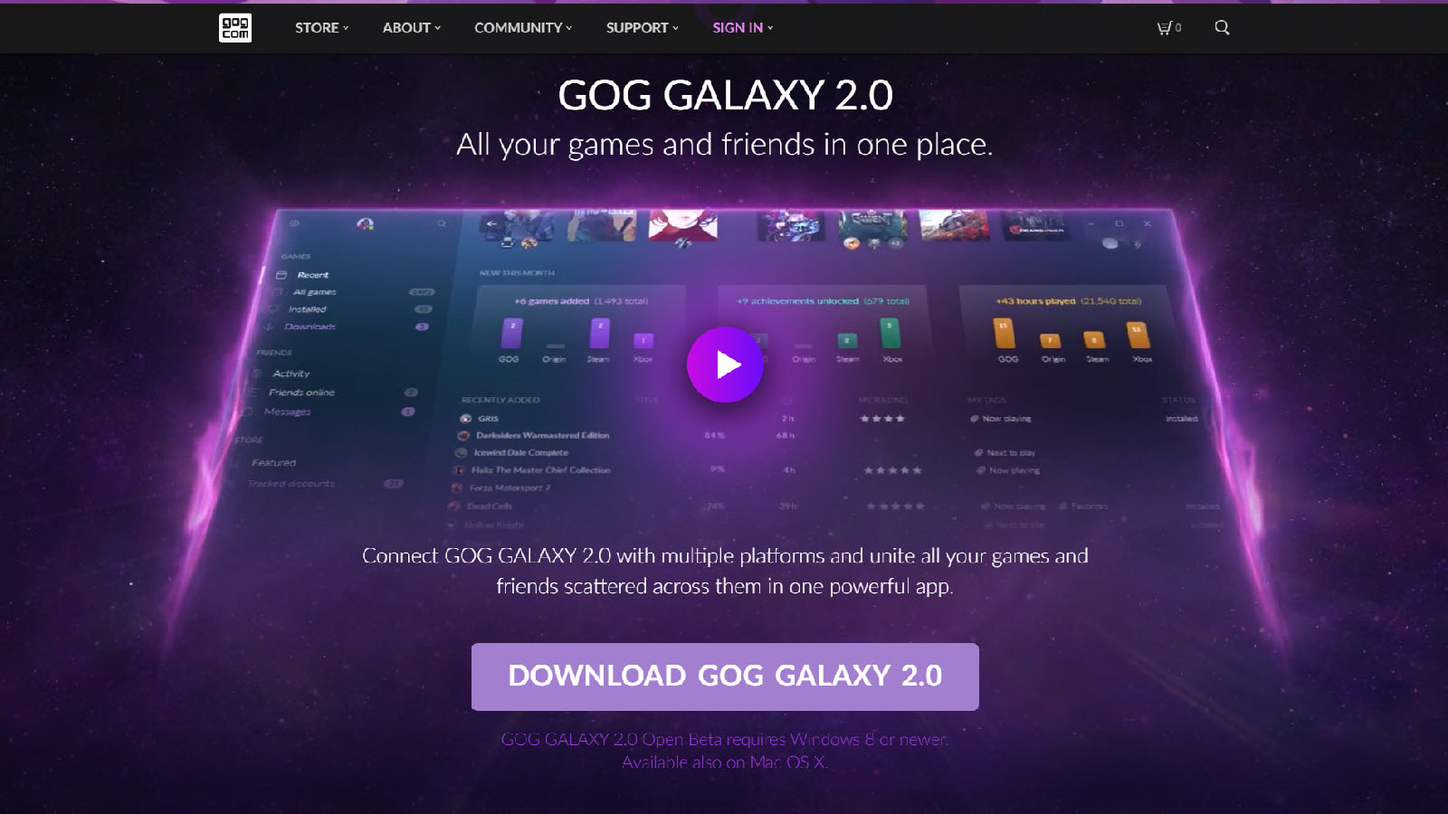 gog galaxy cannot offer online functionalities