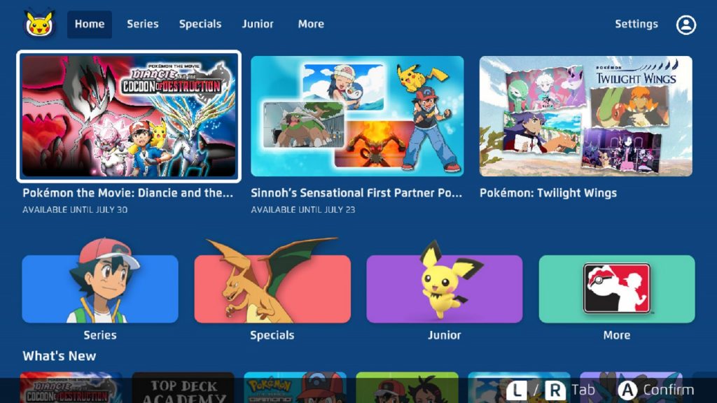 Pokémon TV app nintendo Switch console