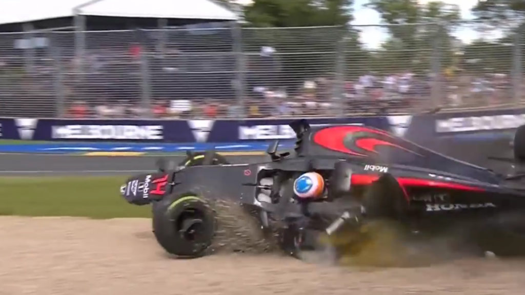 Fernando Alonso F1 crash screenshot